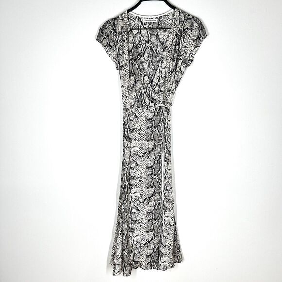 NEW Reformation Sz XS Carina Snake Print Wrap Midi Dress - Picture 9 of 9